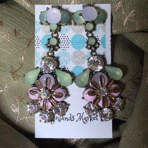 Ornate Sparkly Floral Dangle Earrings